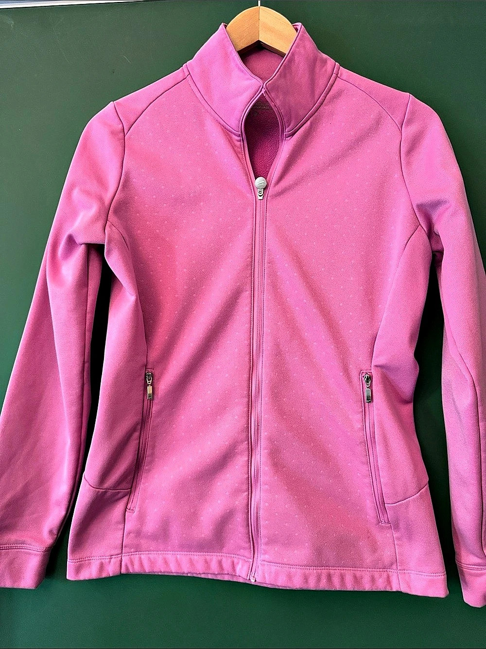 Nike Golf Tour Performance Therma-Fit Full Zip Jacket Pink Womens M Polka Dot